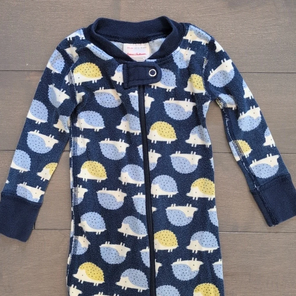 Hanna Andersson Hedgehog 12-18 Mo Zip Footed Sleeper